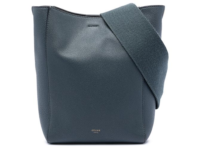 Céline Borsa a secchiello Celine Blue Small Soft Grained Calfskin Seau Sangle Blu scuro