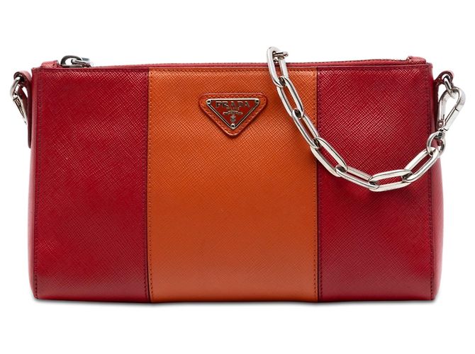 Borsa a tracolla Prada Red Bicolor Saffiano Lux Rosso