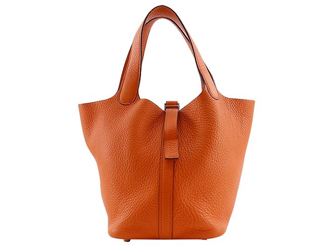 Hermès Orange Clemence Picotin 18
