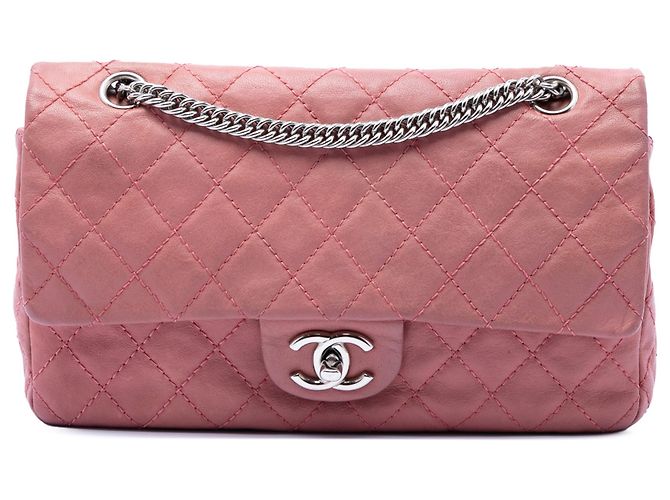 Chanel Pink Medium Classic Washed Lambskin Bijoux Chain Double Flap Rose