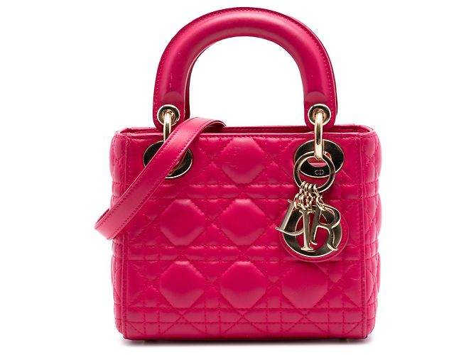 Lady Dior mini en agneau cannage rose de Dior