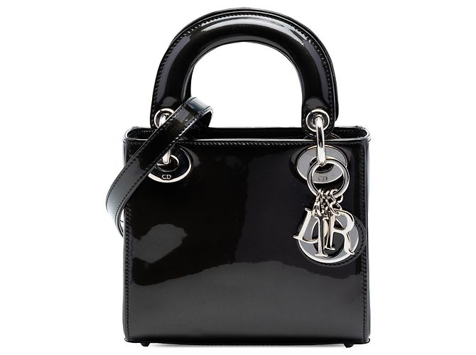 Lady Dior Mini en cuir verni noir