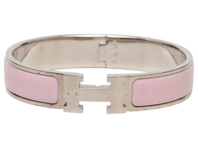 Pulsera Hermès Pink Narrow Enamel Clic H PM Rosa