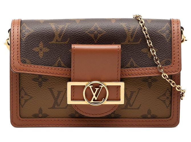 Cartera con cadena Dauphine en Monogram Reverse marrón Louis Vuitton Castaño