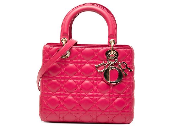Lady Dior aus Lammleder Cannage Rosa, Größe Medium Pink