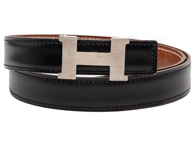 Hermès Black Swift and Epsom Constance H Reversible Belt
