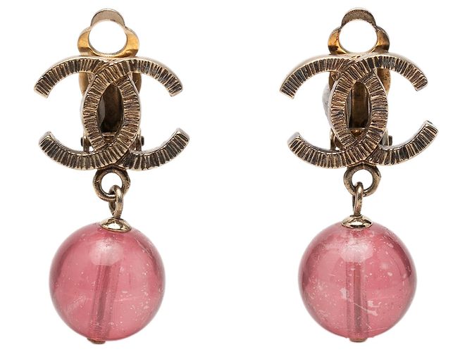 Orecchini a clip Chanel Gold CC in ottone e resina