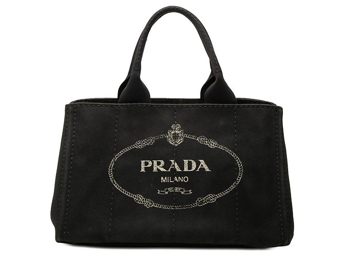 Borsa Prada Black Canvas Canapa Logo Nero