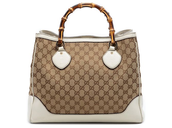 Tote Gucci Beige Medium GG Canvas Bamboo Diana