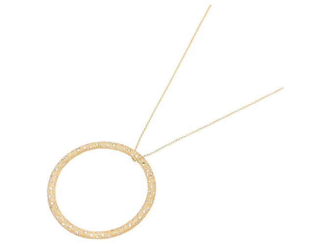 Colar grande Tiffany & Co. com círculo martelado e diamantes Dourado