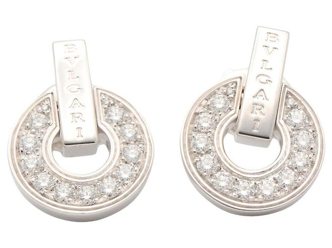 Bulgari Orecchini a lobo Bvlgari Openwork in diamante e oro bianco Argento