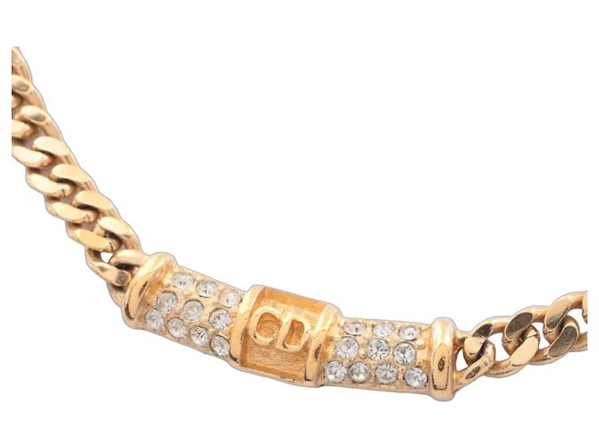 Christian Dior Halskette vergoldet mit Strass Golden