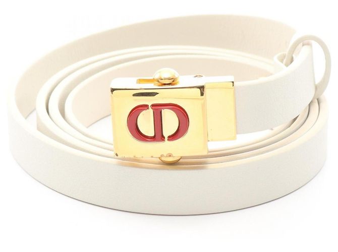 Cinturón estándar de cuero blanco para mujer Christian Dior