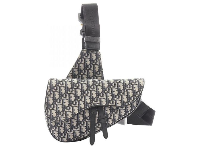 Borsa Saddle Christian Dior Beige Blu navy