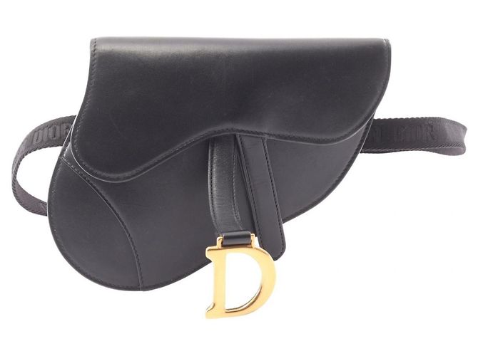 Borsa a tracolla Saddle di Christian Dior in pelle nera Nero