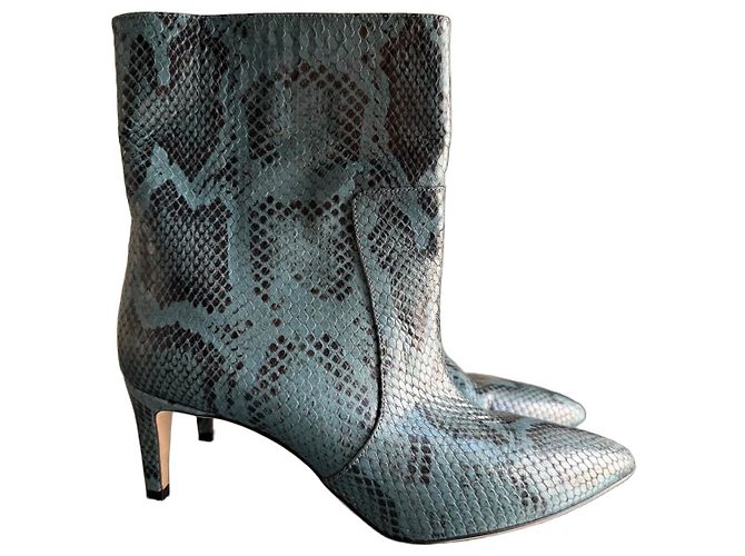Paris Texas Python Print Ankle Boots Blue
