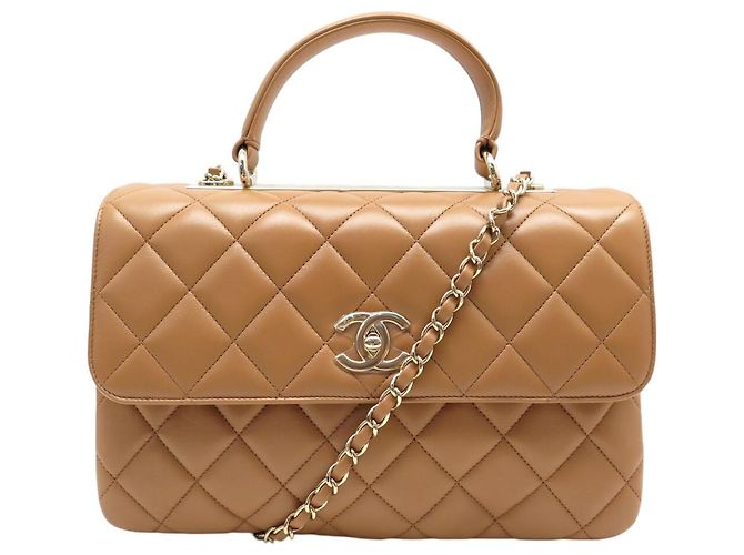 NOVA BOLSA CHANEL TRENDY CC EM COURO MATELASSÊ CAMELO COM ALÇA