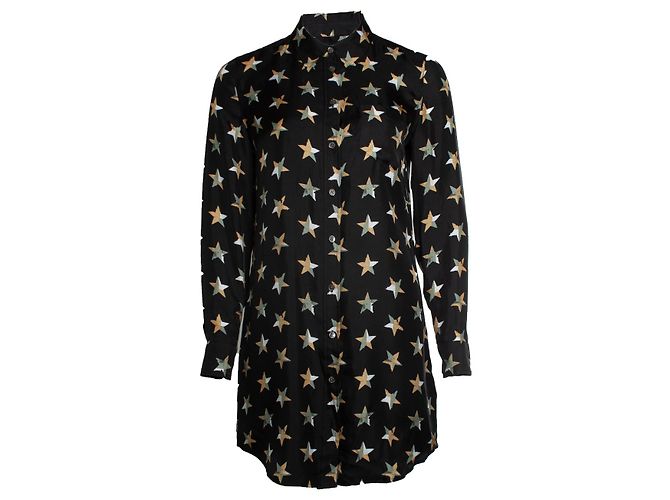 Equipment, Blusenkleid mit Sternenprint Schwarz