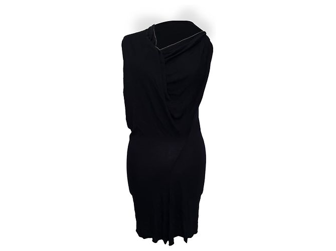 Rick Owens Ein-Schulter-Mini-Kleid mit Drapierung aus schwarzer Baumwolle