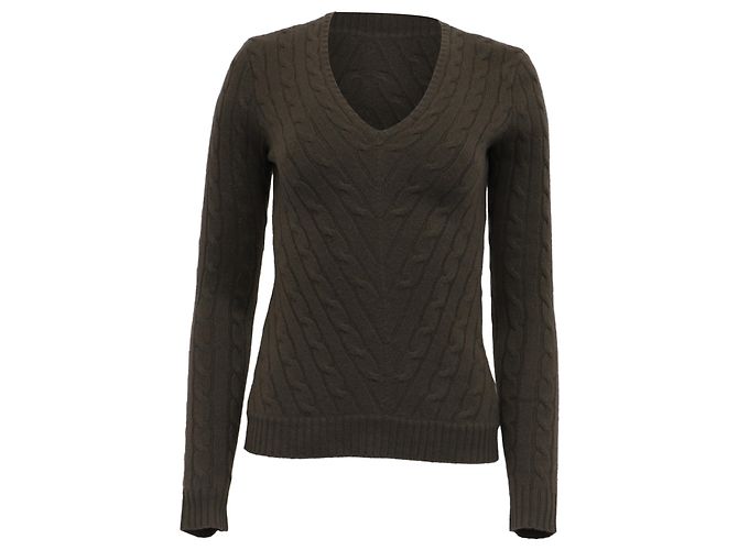 V-Ausschnitt-Pullover Ralph Lauren Black Label aus olivgrünem Kaschmir