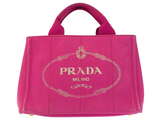 Tote in tela Canapa con logo Triangle Prada Rosa