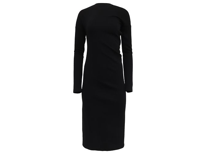 Totême Langarm-Midikleid aus schwarzem Polyester