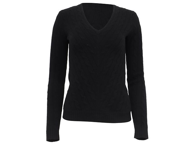 V-Ausschnitt-Pullover Ralph Lauren Black Label aus schwarzem Kaschmir