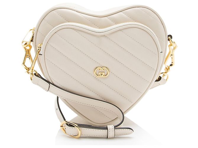 Gucci Matelasse Leder Interlocking G Mini Schultertasche Weiß