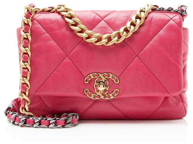 Gabrielle Bolsa de ombro Chanel Lambskin 19 Medium Flap Rosa