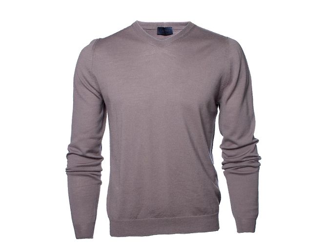 Lanvin, grauer Wollpullover mit V-Ausschnitt 