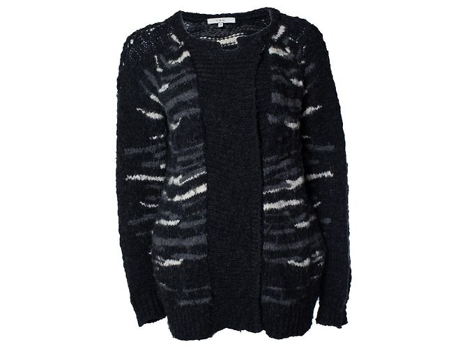 IRO, gestrickter Omeva Cardigan mit Reißverschluss Grau