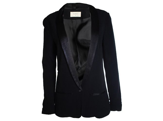 Ba&sh, blazer nero con revers lucido