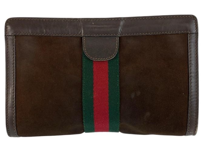 Pochette Gucci en daim marron vintage