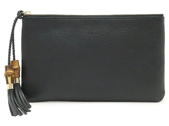 Clutch de couro com tassel Bamboo Gucci Preto