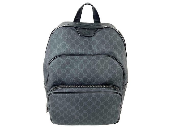 Gucci GG Supreme Medium Day Gray Black Backpack Grey