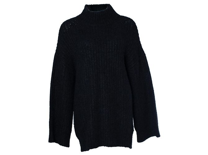 Apc A.P.C., schwarzer Rollkragenpullover mit Rippenstrick 