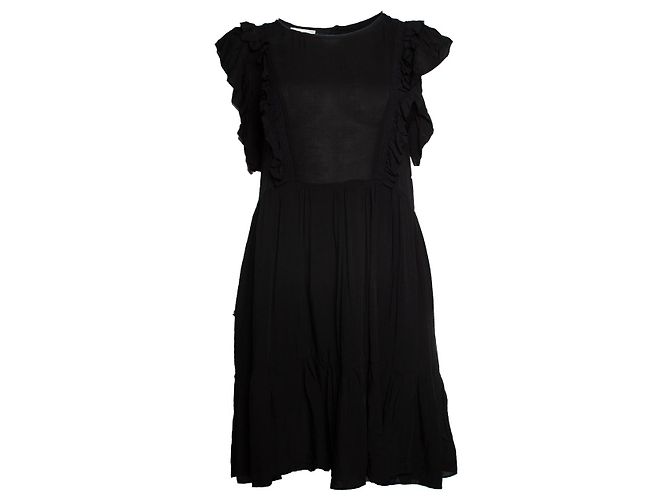 Zadig & Voltaire, Ärmelloses schwarzes Kleid mit Rüschen