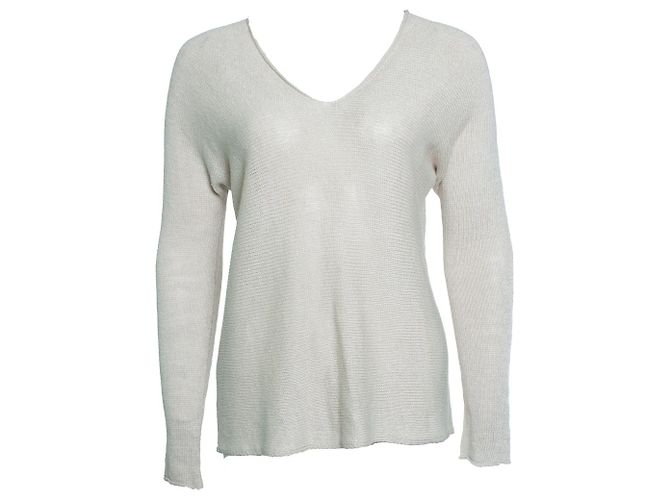 Vince, Strickoberteil mit V-Ausschnitt in Beige Braun