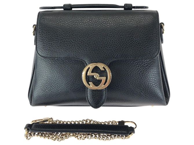 Bolso 2way de cuero con Interlocking G Gucci Negro