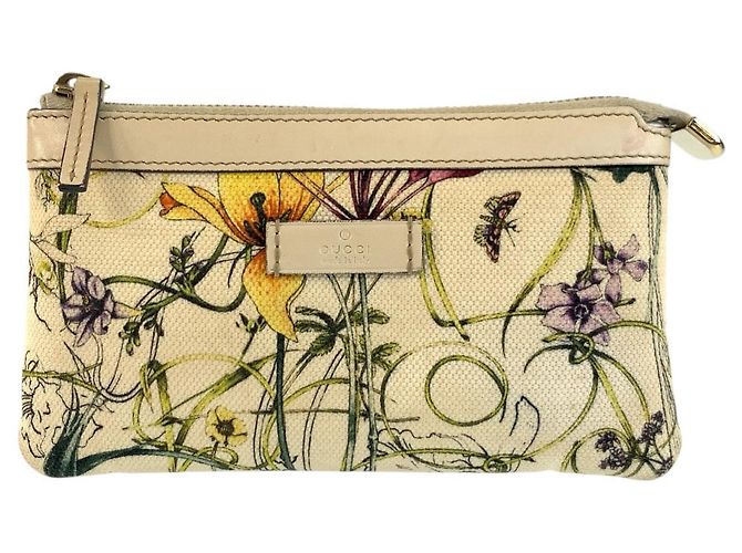 Pochette Gucci Flora Canvas Marrone Beige