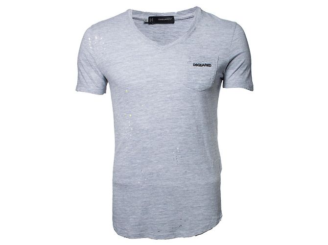 Dsquared2, camiseta gris con diseño deshilachado