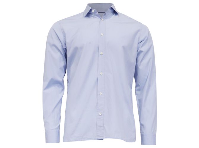 Ermenegildo Zegna Z Zegna Button-Down Langarmhemd aus blauer Baumwolle