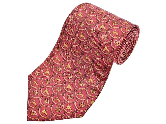 Salvatore Ferragamo Cravatta in Seta Rossa Rosso D'oro