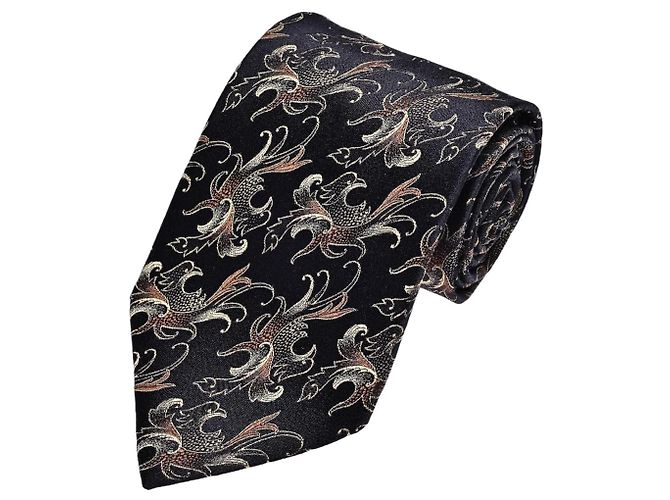 Valentino Silk Jacquard Ornate Pattern Tie Black
