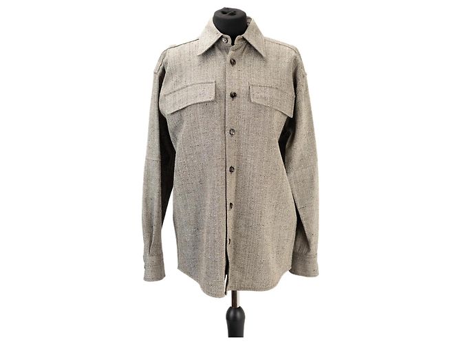 Camisa Bottega Veneta cinza de viscose e seda