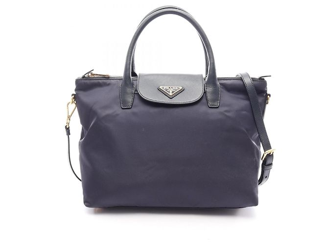 Saffiano Borsa 2-Way TESSUTO + SAFFI Prada Blu navy