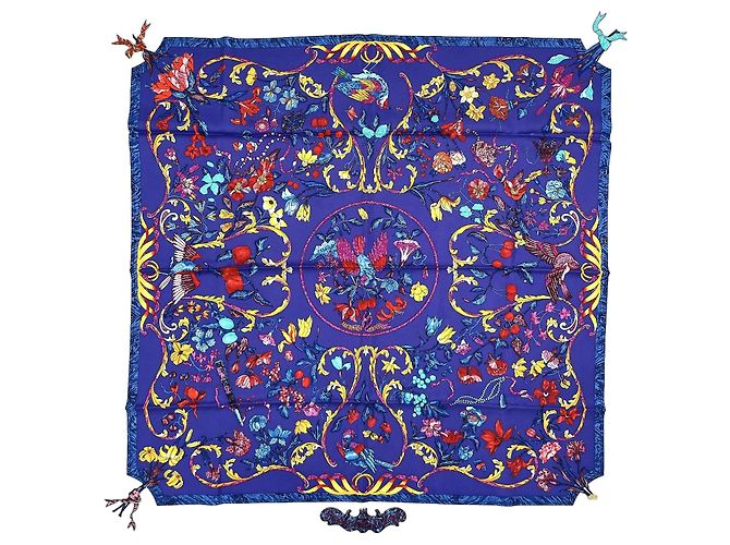 Hermès Hermes Carré 90 Seta multicolore 90 x 90 Blu