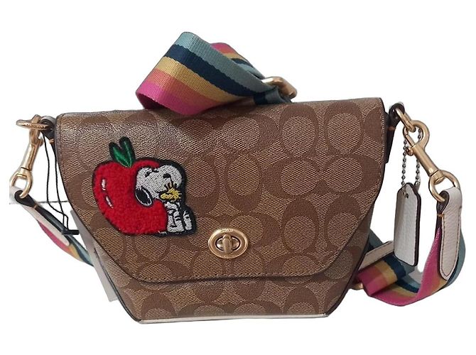 Coach x Peanuts Monogramm-Canvas Tasche Braun Mehrfarben