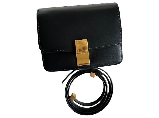Céline Celine Sac Box Petit en cuir noir