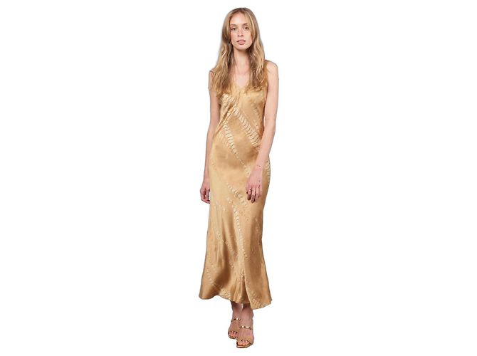 Autre Marque Voz Gold Silk Double V Tie Dye Maxikleid Golden